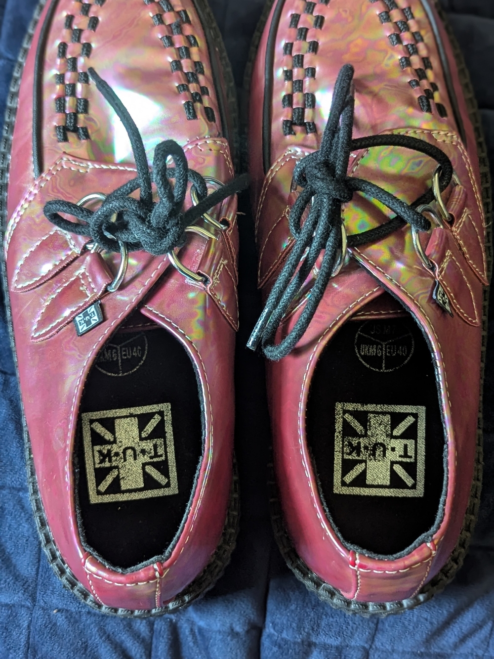 TUK Pink Holographic Creeper Shoes